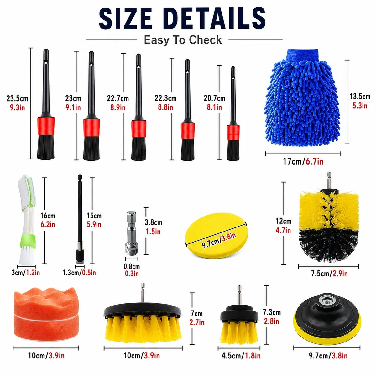 Nuevo kit de limpieza para coche: cepillo de taladro, set de brochas para detallado, limpiador de rejillas de aire acondicionado, toalla y pulidora, herramientas para detallado automotriz