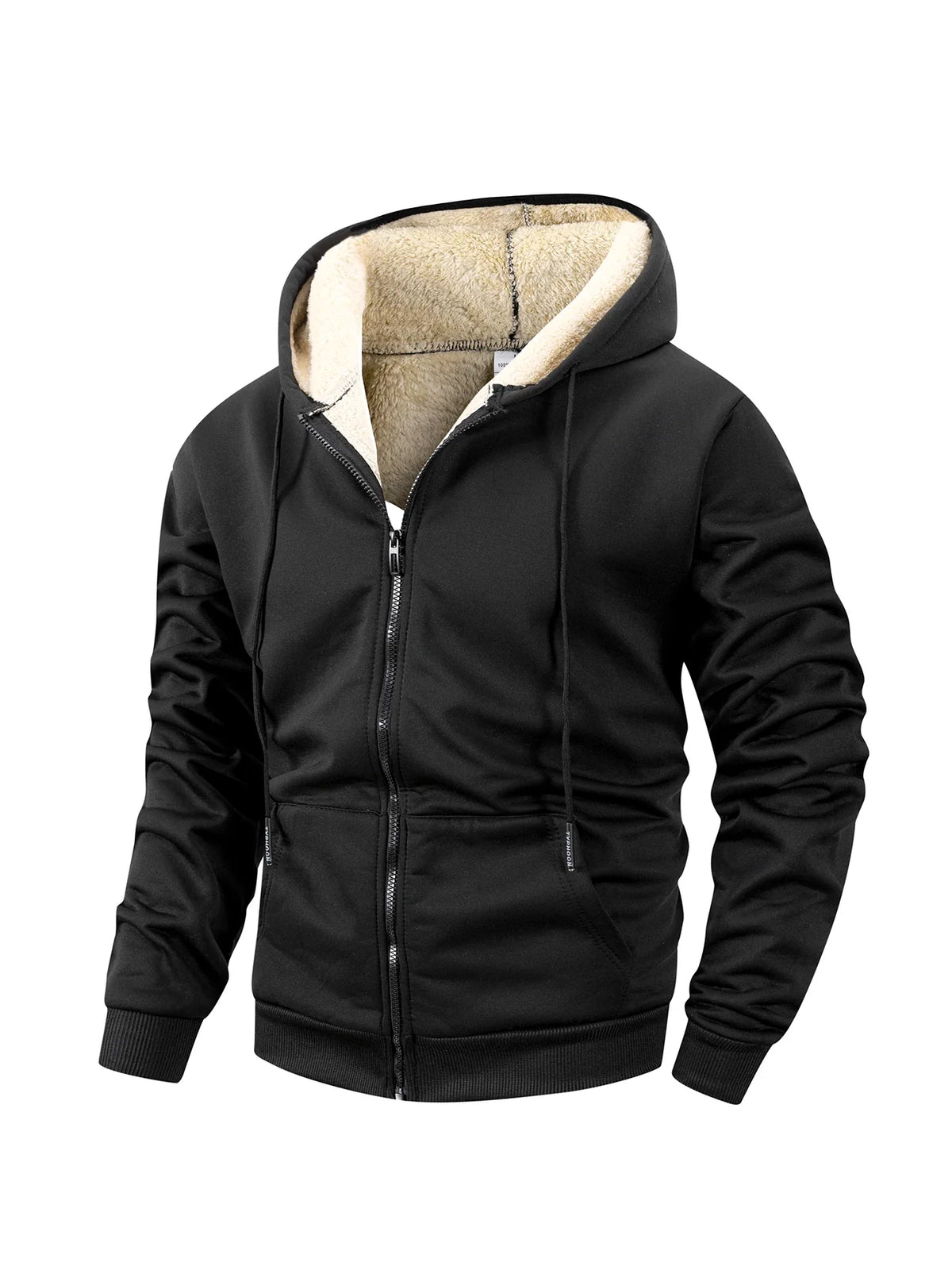 Chaqueta polar con cremallera para hombre – Abrigo grueso con capucha, cortavientos, para uso casual y deportes al aire libre