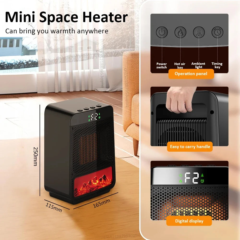 Calentador eléctrico de sobremesa con ventilador de aire caliente con termostato para el hogar, el dormitorio y la oficina