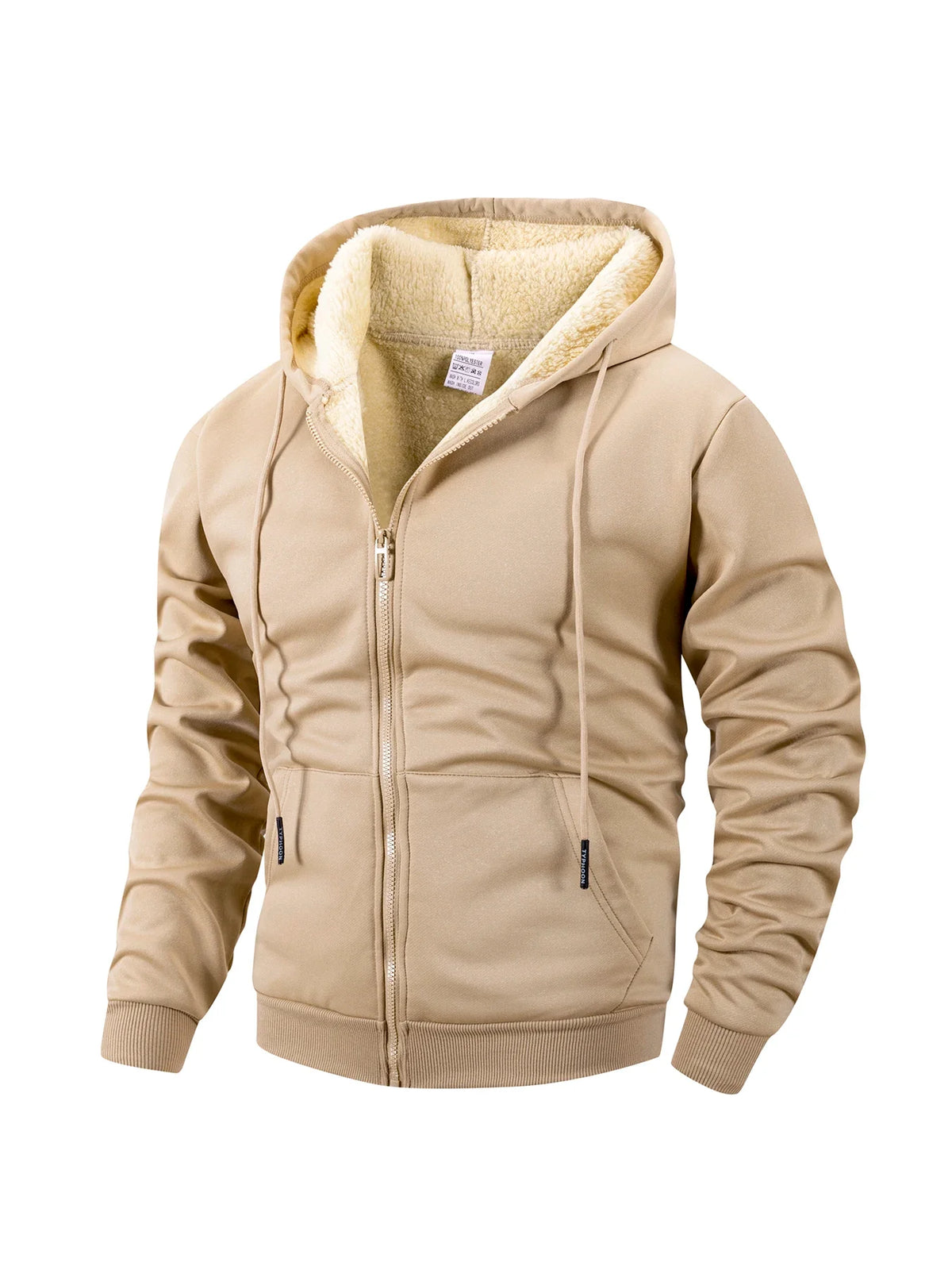 Chaqueta polar con cremallera para hombre – Abrigo grueso con capucha, cortavientos, para uso casual y deportes al aire libre