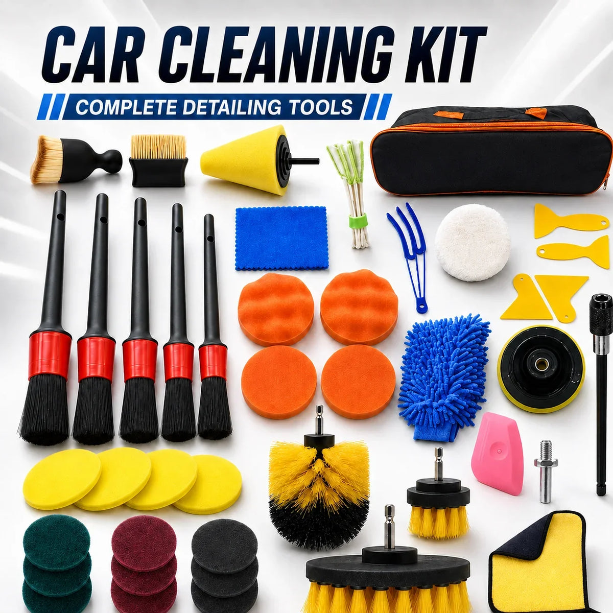 Nuevo kit de limpieza para coche: cepillo de taladro, set de brochas para detallado, limpiador de rejillas de aire acondicionado, toalla y pulidora, herramientas para detallado automotriz