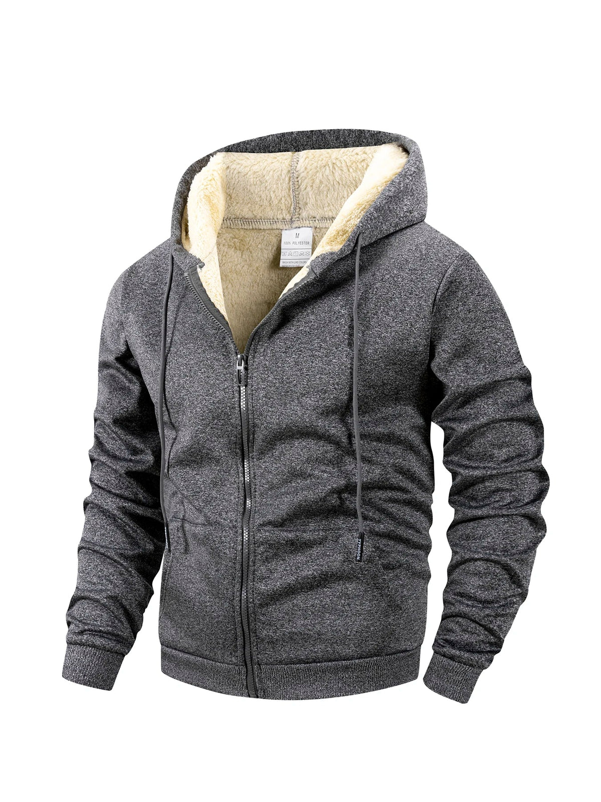 Chaqueta polar con cremallera para hombre – Abrigo grueso con capucha, cortavientos, para uso casual y deportes al aire libre