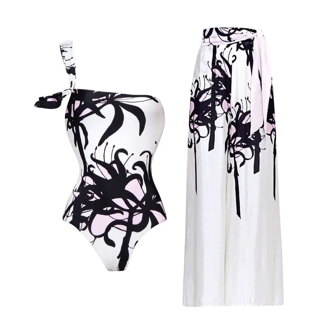 Traje de baño de una pieza con realce, novedad 2025, bañador con volantes, ropa de playa para mujer, falda envolvente, pareo sexy para la playa