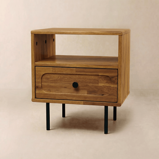Mesa de noche de madera maciza Savana de un cajón