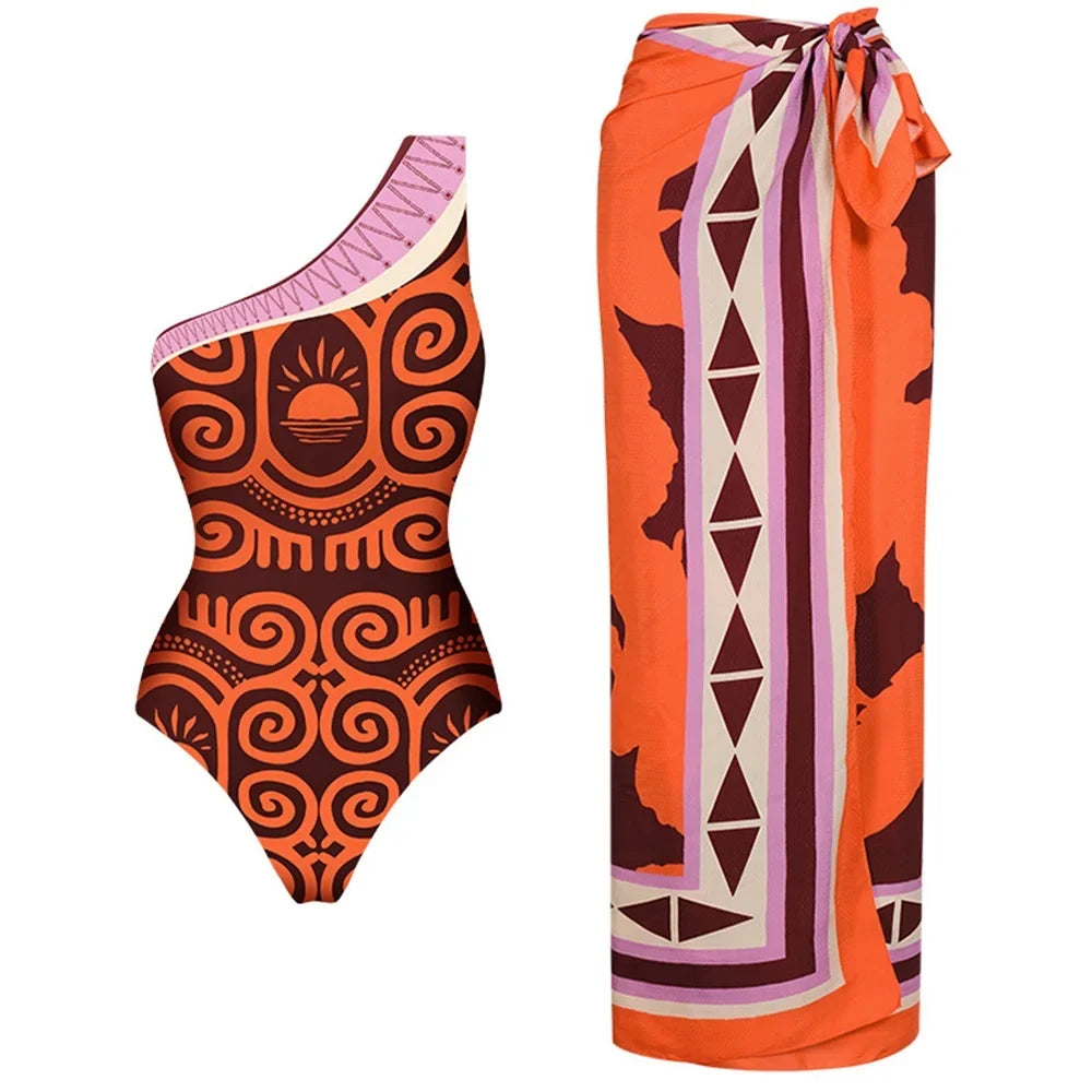 Traje de baño de una pieza con realce, novedad 2025, bañador con volantes, ropa de playa para mujer, falda envolvente, pareo sexy para la playa