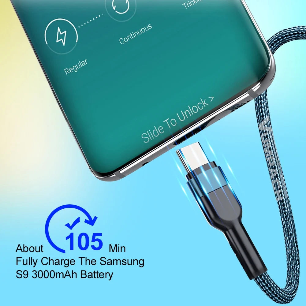 5A USB Type C Cable Wire For Samsung S10 S20 Xiaomi mi 11 Mobile Phone Fast Charging USB C Cable Type-C Charger  huawei Cables