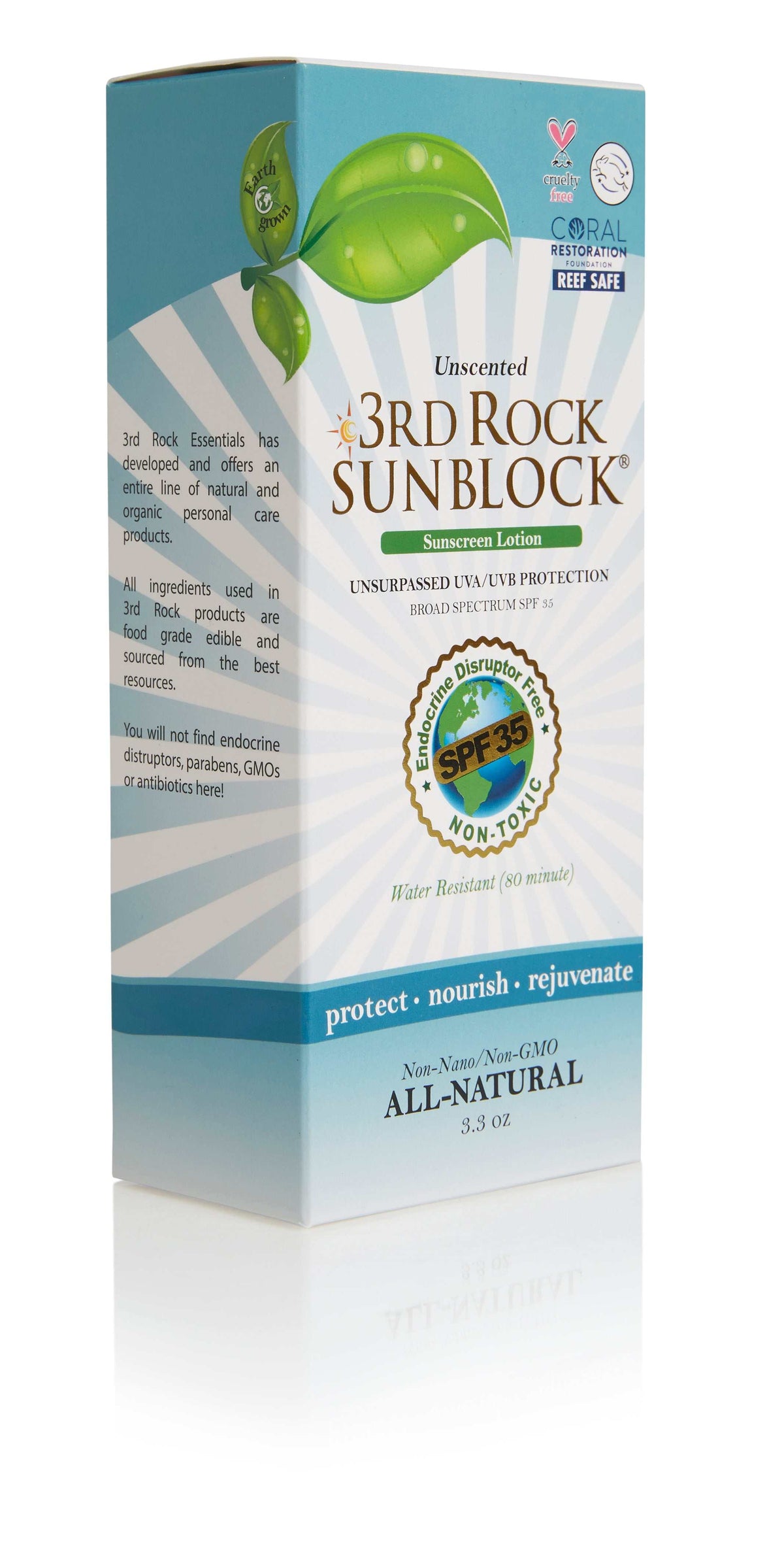 لوشن واقي شمس 3rd Rock Sunblock® - غير معطر - أكسيد الزنك بمعامل حماية SPF 35