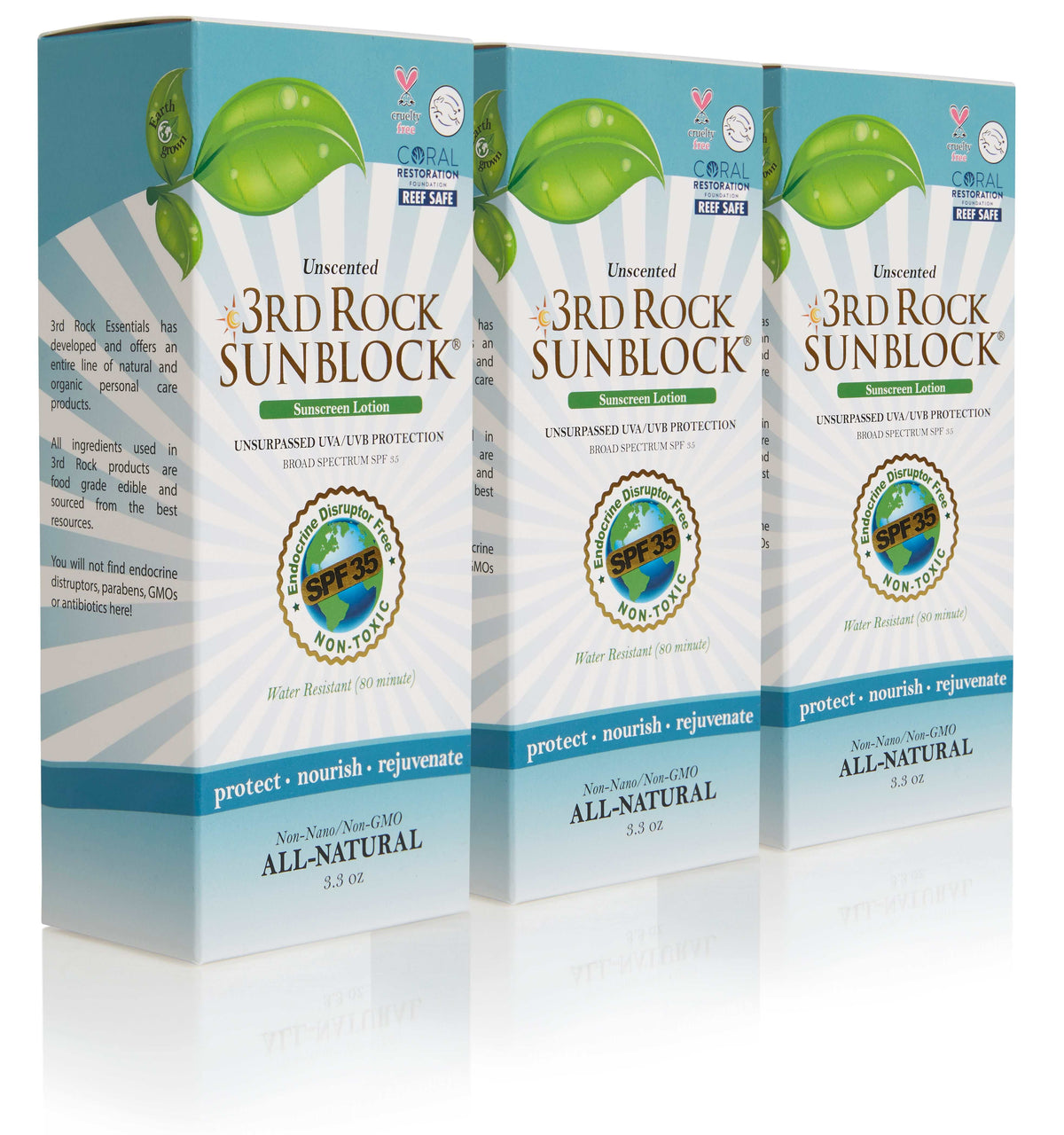 لوشن واقي شمس 3rd Rock Sunblock® - غير معطر - أكسيد الزنك بمعامل حماية SPF 35