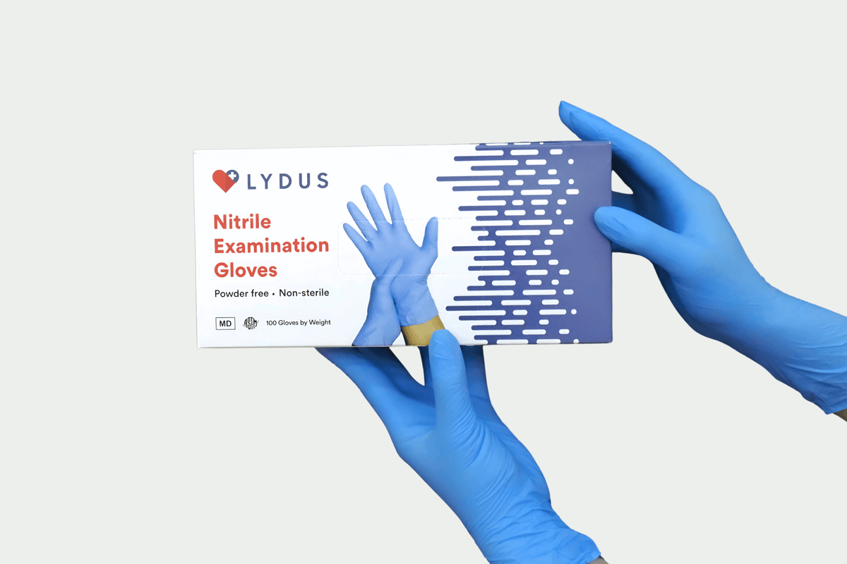 Guantes de examen desechables de nitrilo azul Lydus de 5 mil (LBN5), caja de 1000 al por mayor, 5 mil (ASTM D6319, FDA 510k)
