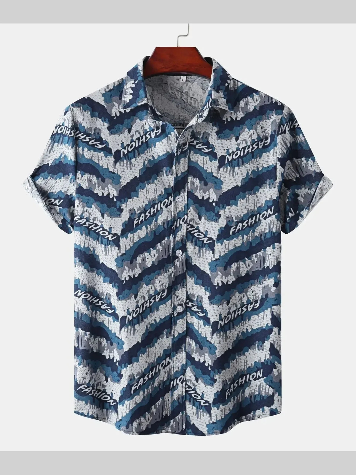 Camisa de hombre extragrande estampada con botones