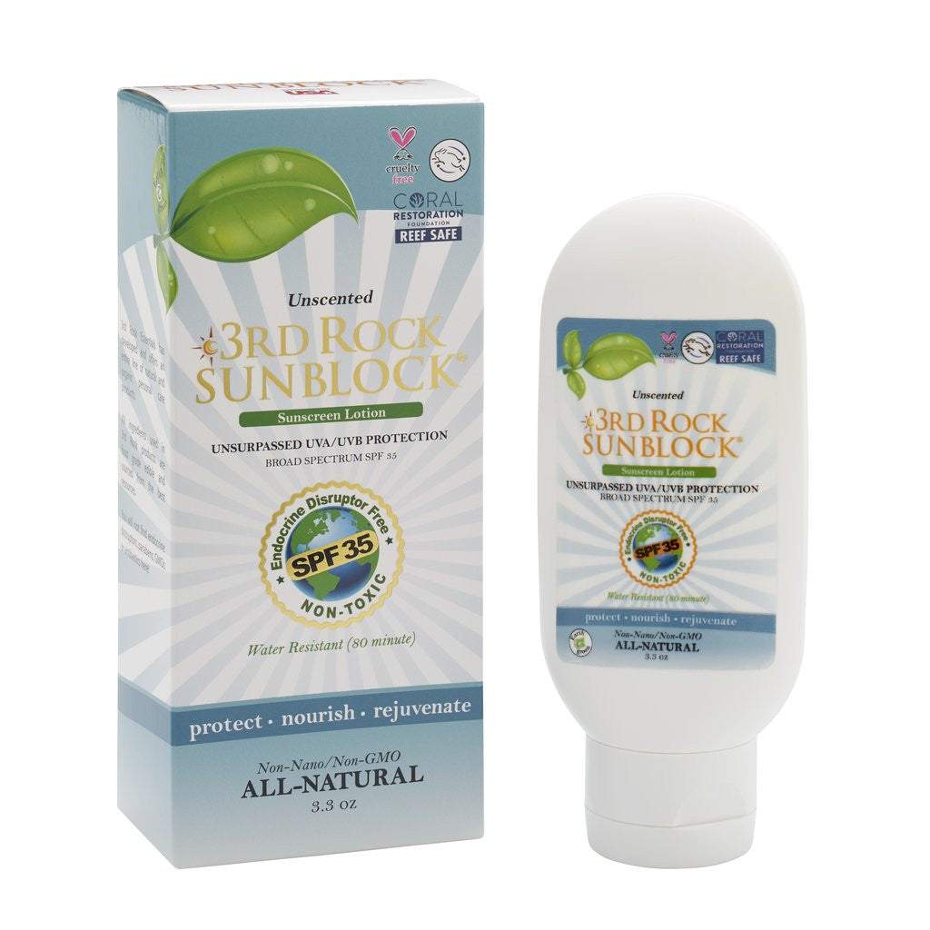 لوشن واقي شمس 3rd Rock Sunblock® - غير معطر - أكسيد الزنك بمعامل حماية SPF 35