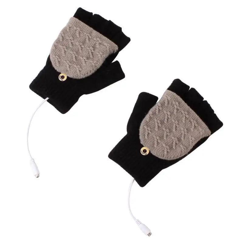 قفازات تدفئة شتوية مريحة تعمل بمنفذ USB، قفازات بدون أصابع للتدفئة، مدفئات يد كهربائية ناعمة للكمبيوتر المحمول