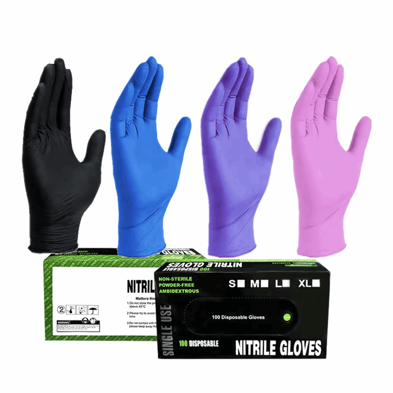 Guantes de nitrilo desechables, caja de 100 unidades, con textura completa, sin polvo, sin látex, no estériles
