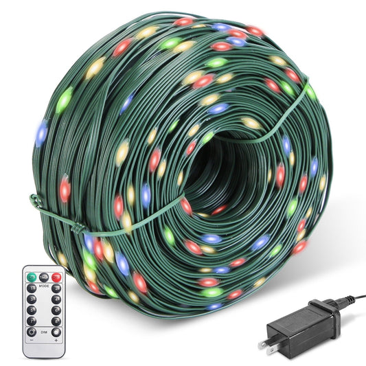 330 pies (100 m) 1000 luces LED de Navidad | Guirnalda de luces decorativas impermeables para exteriores con control remoto y 8 modos