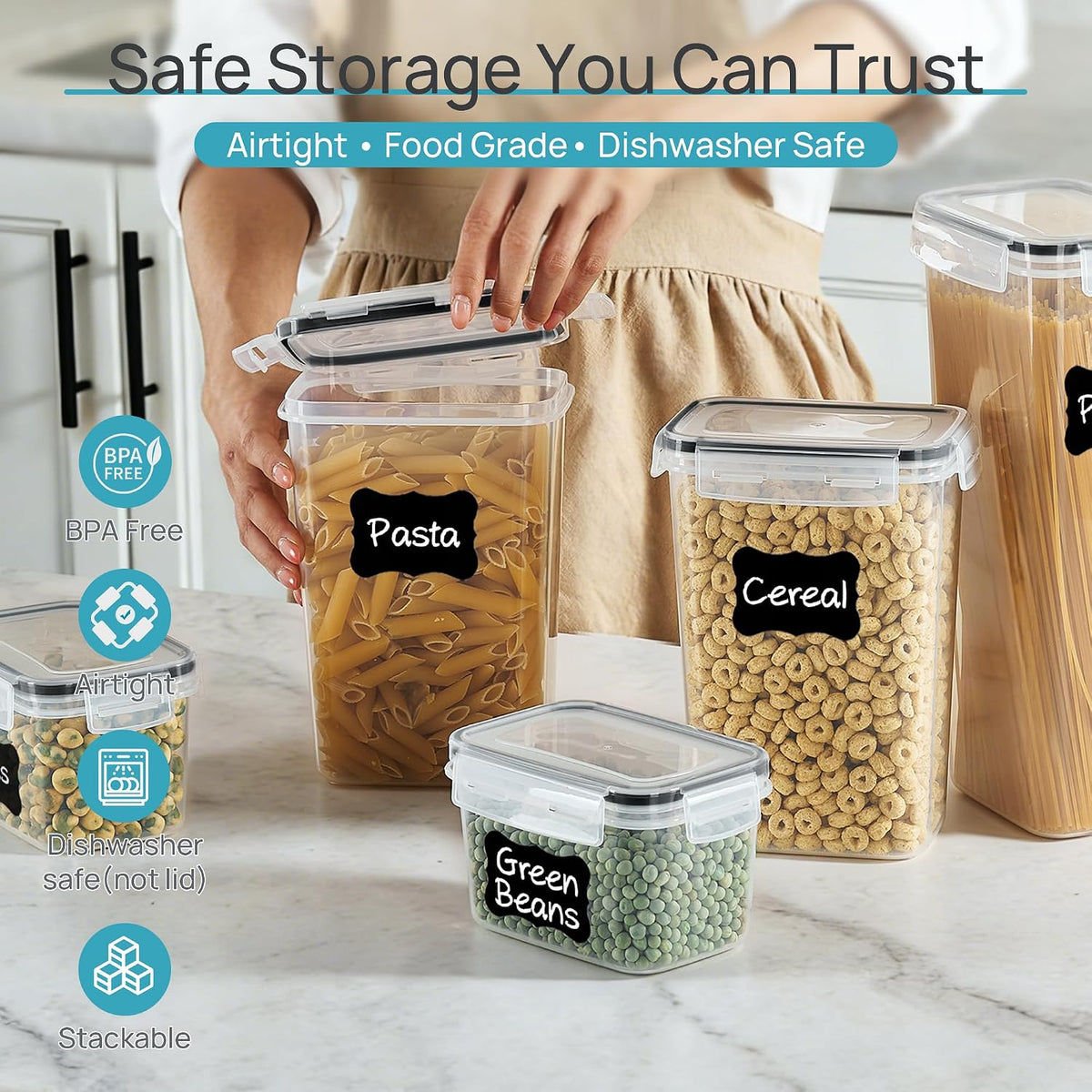 Recipientes herméticos para almacenamiento de alimentos – Juego de 24 piezas sin BPA