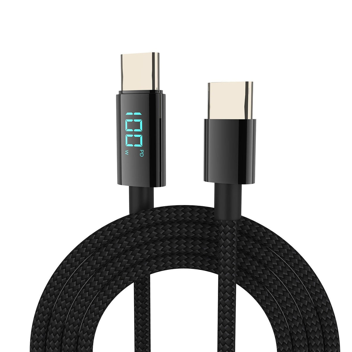 Cable de datos trenzado de carga rápida digital de 100 W, cable de carga móvil tipo C, cable de carga rápida 16 compatible con 66 W, 1.2 m