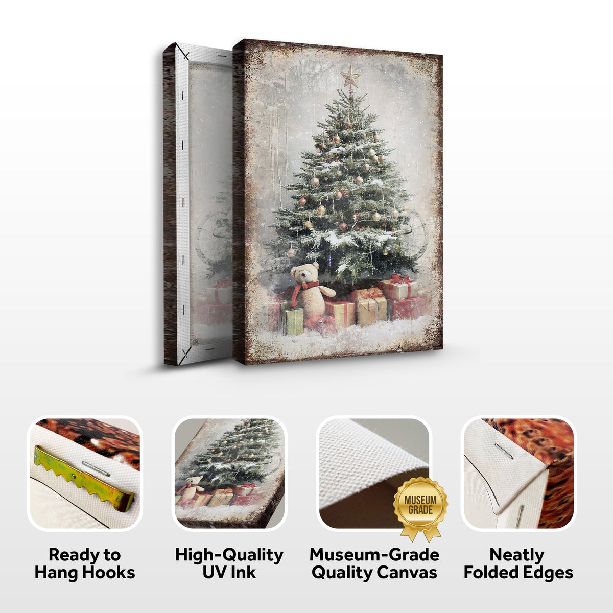 Cuadro Decorativo Árbol de Navidad Antiguo con Regalos II