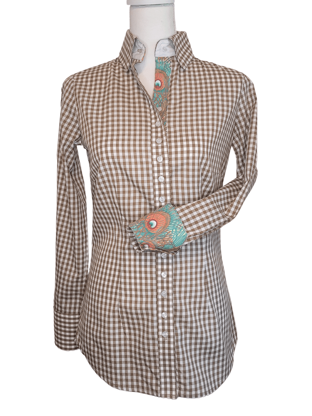 Camisa vaquera para mujer de cuadros vichy color oliva | Colección básica