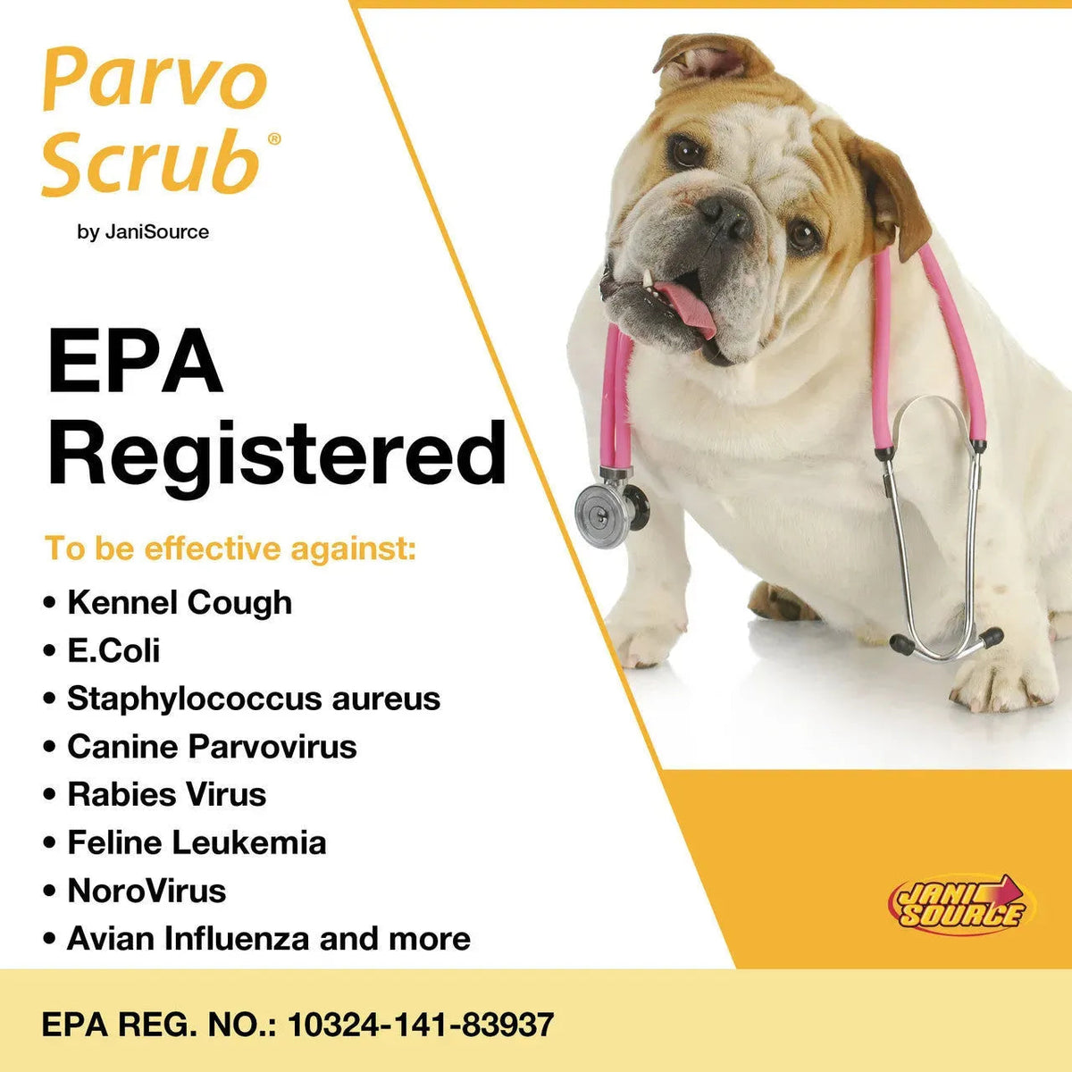 ParvoScrub II: Desinfectante superconcentrado con registro de la EPA para perreras y uso veterinario (1 galón)