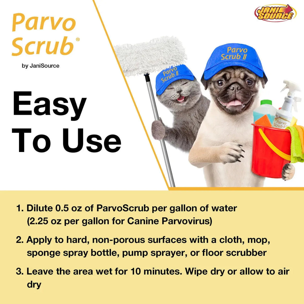ParvoScrub II: Desinfectante superconcentrado con registro de la EPA para perreras y uso veterinario (1 galón)