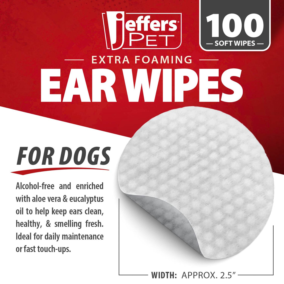 Toallitas limpiadoras para oídos de perro Jeffers, 100 unidades