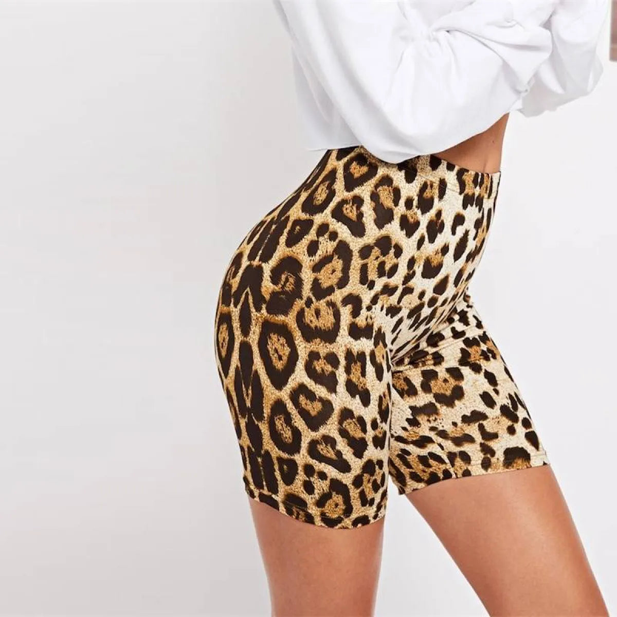 Women's Casual Leopard Printed Skinny Short Leggings