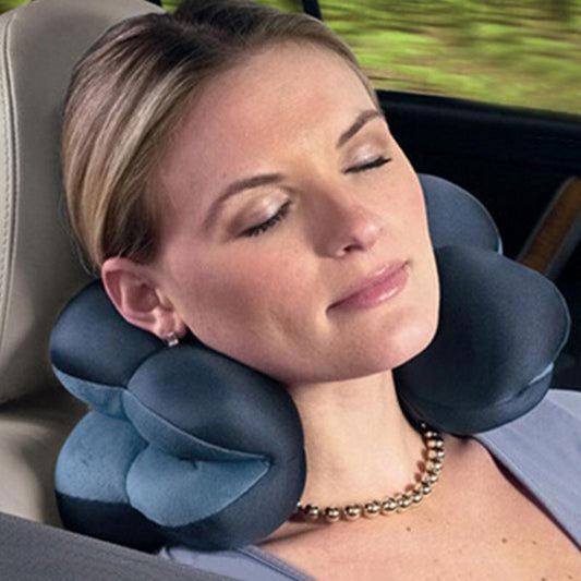 Almohada cervical de microperlas, almohada portátil para usar en casa o durante los viajes para dar soporte al cuello, cojín cómodo para apoyo cervical, superligero, reposacabezas portátil, lavable a máquina, ideal para avión, silla, coche o cama.