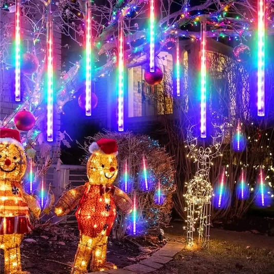 Luces navideñas solares para exteriores efecto lluvia de meteoros