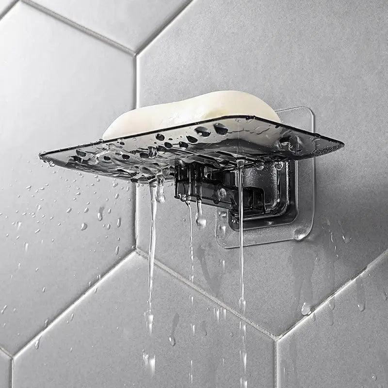Soap Rack No Drilling Wall Mounted Double Layer Soap Holder Soap Sponge Dish Bathroom Accessories Soap Dishes Self Adhesive Shower Soap Saver Holder Stand Bathroom Bar Soap Case Adhesive Kitchen Sink Sponge Holder Drainer Wall Soap Dish Container