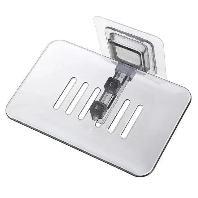 Soap Rack No Drilling Wall Mounted Double Layer Soap Holder Soap Sponge Dish Bathroom Accessories Soap Dishes Self Adhesive Shower Soap Saver Holder Stand Bathroom Bar Soap Case Adhesive Kitchen Sink Sponge Holder Drainer Wall Soap Dish Container