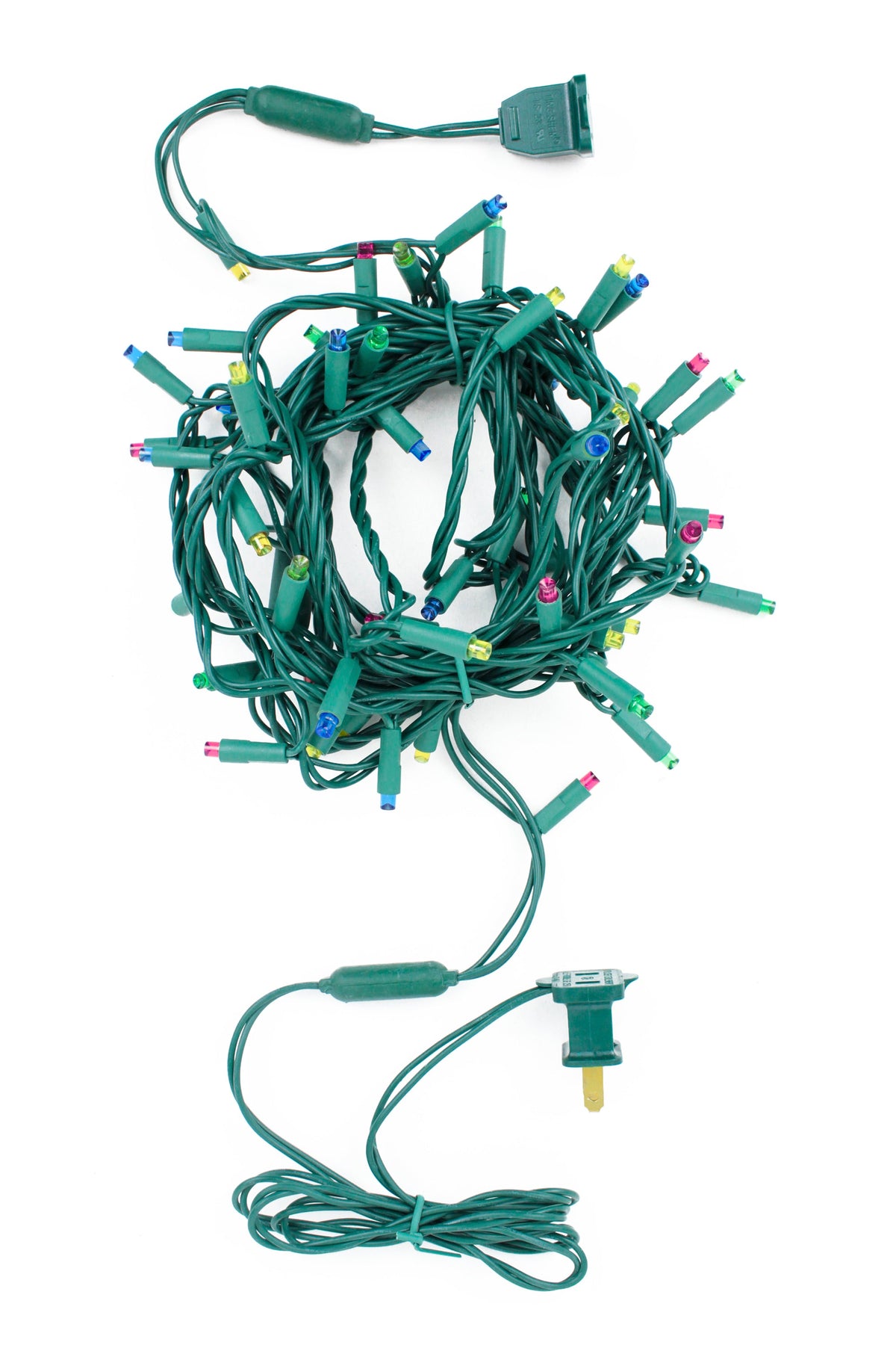 70 luces LED de Navidad de 5 mm, gran angular, para interiores/exteriores, con cable verde, multicolor